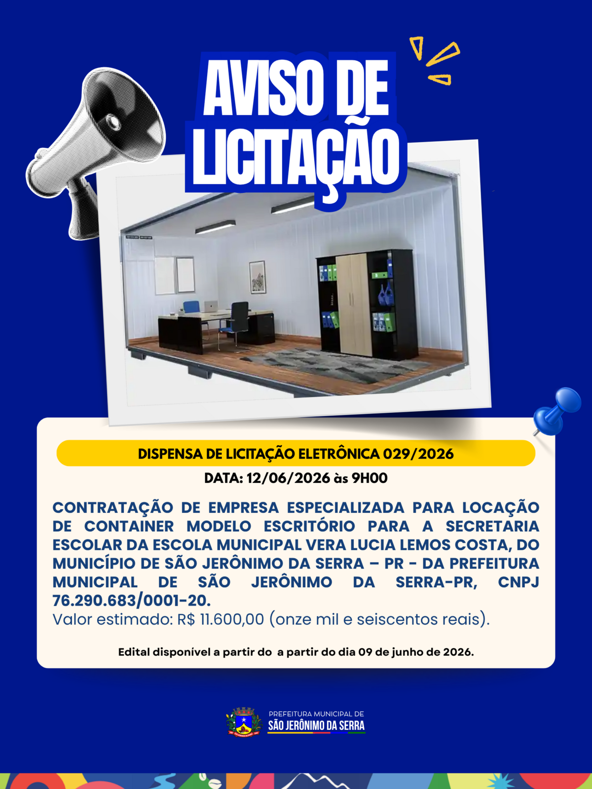 AVISO DE LICITAÇÃO! 📣 DISPENSA DE LICITAÇÃO ELETRÔNICA 029/2026