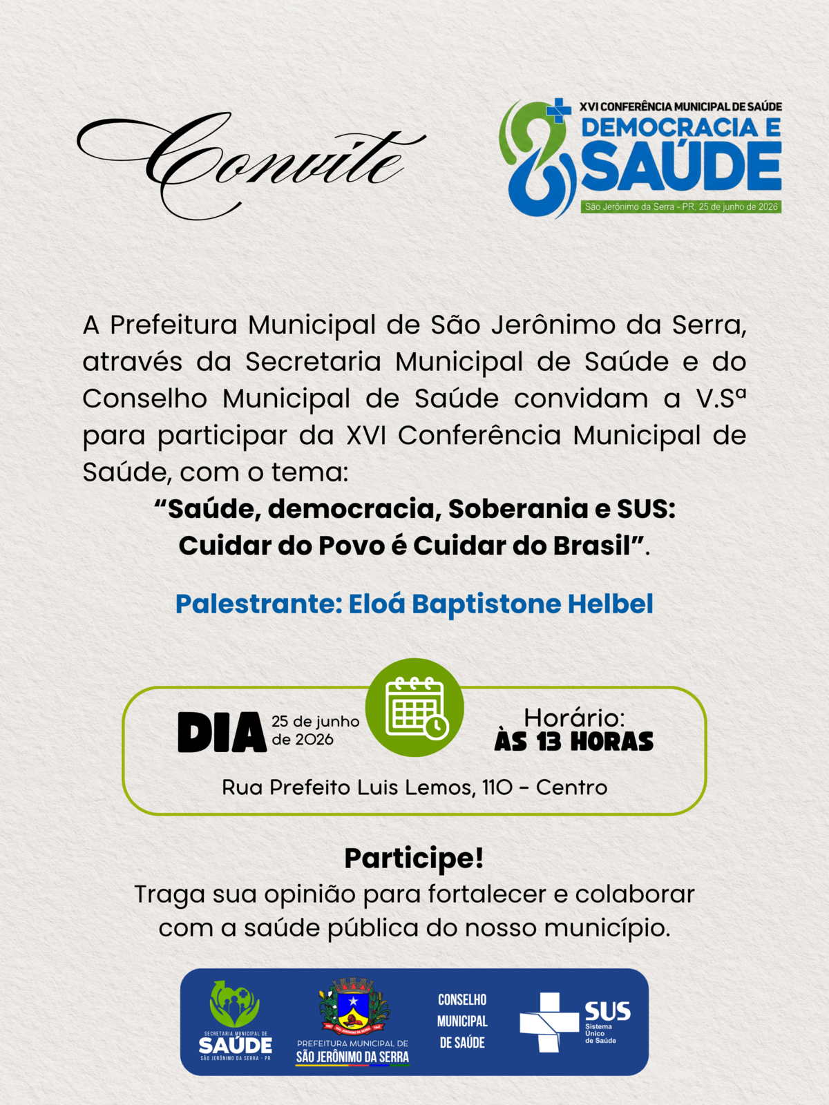 XVI Conferência Municipal de Saúde