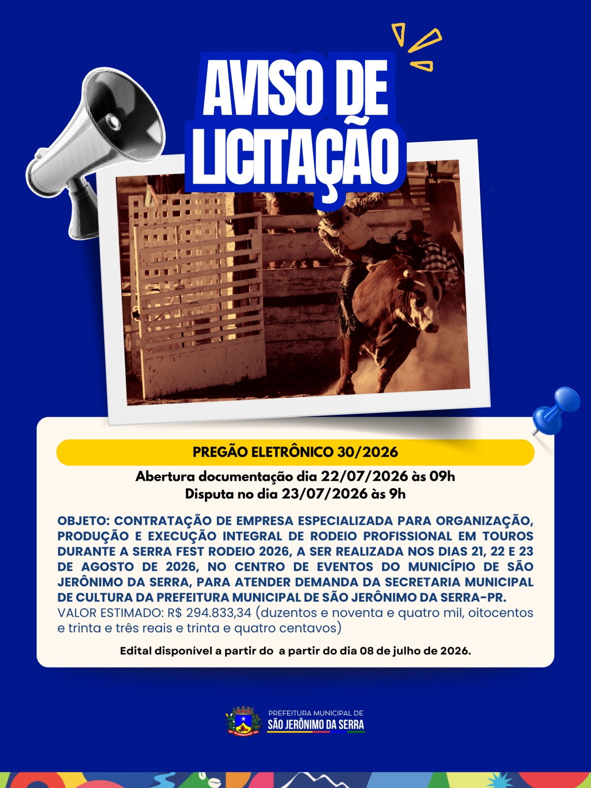 AVISO DE LICITAÇÃO! 📣 PREGÃO ELETRÔNICO 030/2026
