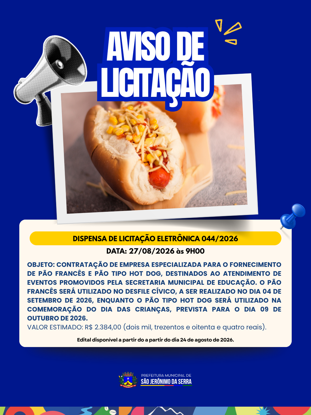 AVISO DE LICITAÇÃO! 📣 DISPENSA DE LICITAÇÃO ELETRÔNICA 044/2026
