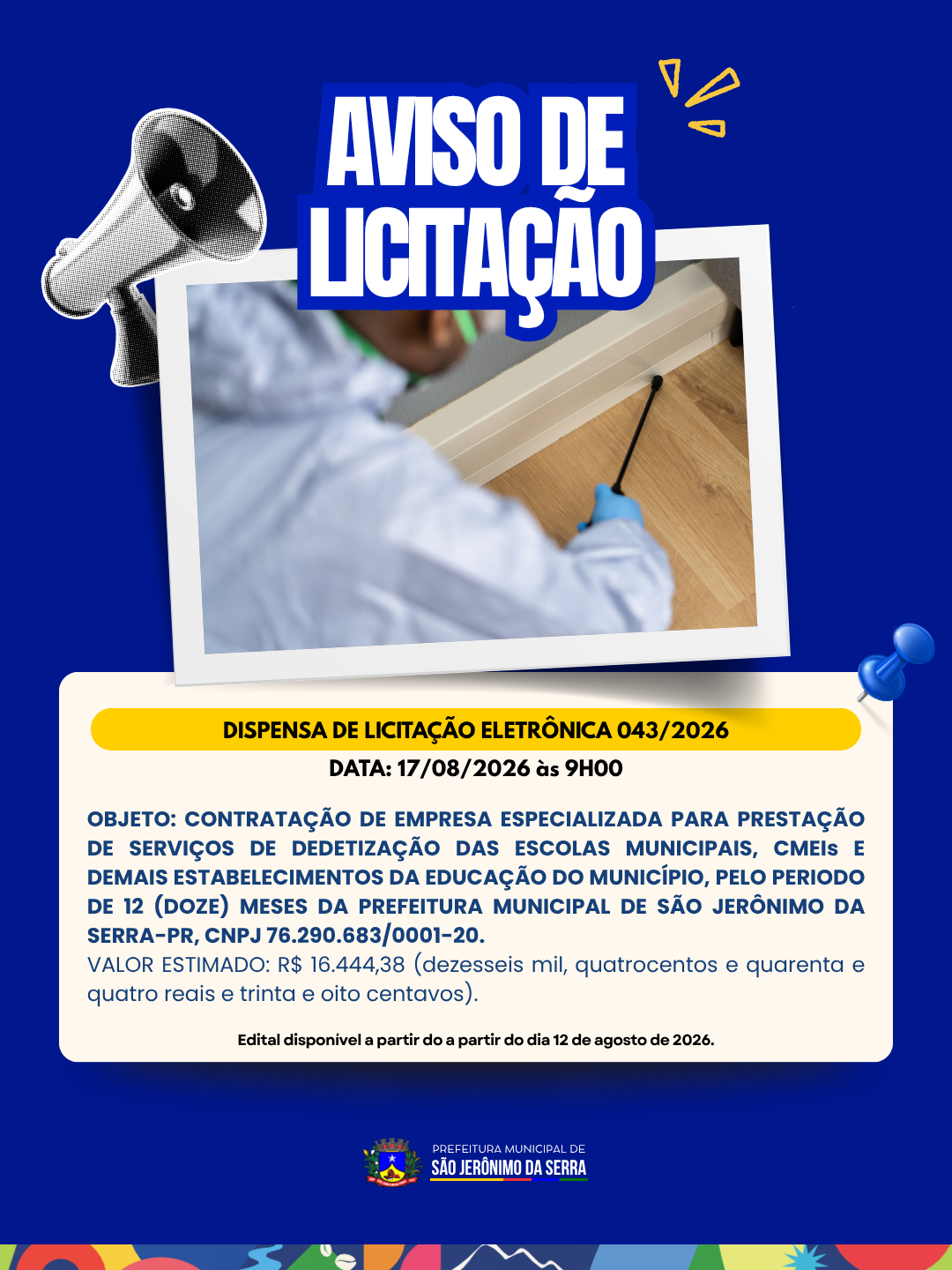 AVISO DE LICITAÇÃO! 📣 DISPENSA DE LICITAÇÃO ELETRÔNICA 043/2026