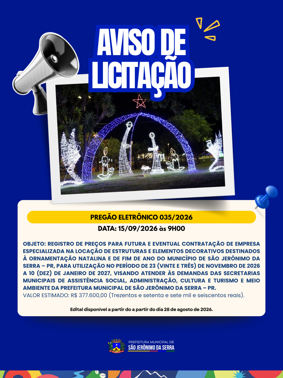 AVISO DE LICITAÇÃO! 📣 PREGÃO ELETRÔNICO 035/2026